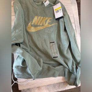 Nike Sportswear Womens Club Fleece Glitter Crewneck Sweatshirt Size Small nwt